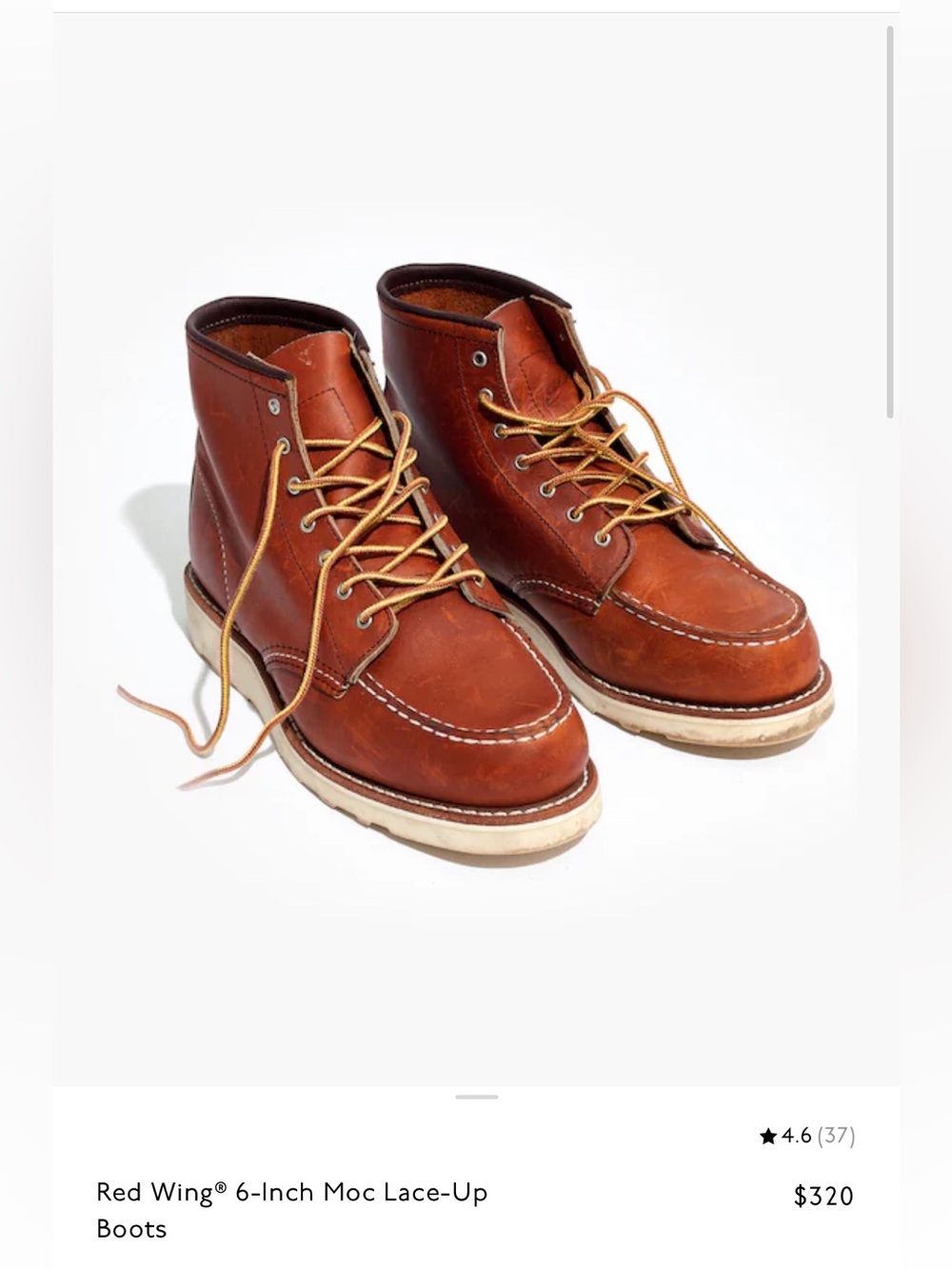 Red Wing 6-Inch Moc Lace-Up Boots - Size 5